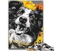 1000 Piece Jigsaw Puzzles for Adults Gifts Watercolor Border Collie Challenging To Complete But Fun And Humorous Educational Game for Birthday 26x38cm