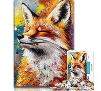 1000 Piece Jigsaw Puzzles for Adults Gifts Watercolor Happy Fox Adult Jigsaw,Quiz Game for Is Ideal As A Gift for The Whole Family (size 38x26cm)