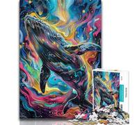 1000 Piece Jigsaw Puzzles for Adults Gifts Watercolor Whale Adult Puzzles,Fun Present & Activity for Home,Toy for Rainy Days 38x26cm