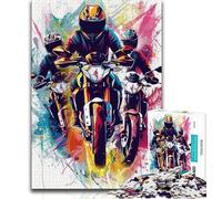 1000 Piece Jigsaw Puzzles for Adults Gifts Watercolour Motorcycle Teenager Puzzles,Artistic Wall Decor & Birthday Gift Idea for Friends, Home Office (size 75x50cm)