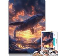 1000 Piece Jigsaw Puzzles for Adults Gifts Whale Sunset Adult Puzzles,Fun Present & Activity for Home,Toy for Rainy Days 38x26cm