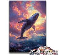 1000 Piece Jigsaw Puzzles for Adults Gifts Whales Jumping at Sunset for Age 14+ Challenging To Complete But Fun And Humorous Great Gifts And Toys 26x38cm
