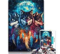 1000 Piece Jigsaw Puzzles for Adults Gifts Wolf Dream Catcher,Help The Brain Exercise Addictive Toys to Cultivate Patience Artists Collection,Fine Art 75x50cm