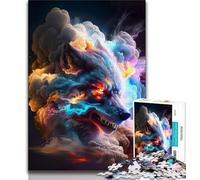 1000 Piece Jigsaw Puzzles for Adults Gifts Wolf in Smoke 1000 Pieces for Adults,family Fun Games Is Ideal As A Gift for The Whole Family 75x50cm