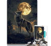 1000 Piece Jigsaw Puzzles for Adults Gifts Wolf Under The Moon,for Educational Game Challenge Toy Artists Collection,Fine Art (38x26cm)