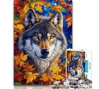1000 Piece Jigsaw Puzzles for Adults Gifts Wolves And Fallen Leaves 1000 Pieces for Teenagers,Challenging Game Gifts for Is Ideal As A Gift for The Whole Family (size 38x26cm)