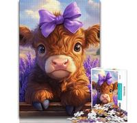 1000 Piece Jigsaw Puzzles for Adults Gifts Yak in Lavender Adult Puzzles,Staycation Kill Time with Fully Interlocking Randomly Shaped Pieces 38x26cm