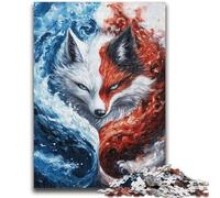 1000 Piece Jigsaw Puzzles for Adults Gifts Yin Yang Fox for Educational Game Challenge Toy Artists Collection, Fine Art 50x75cm