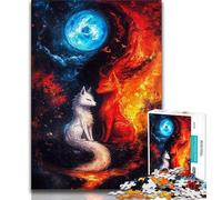 1000 Piece Jigsaw Puzzles for Adults Gifts Yin Yang Fox Teenager Puzzles,Family Educational Games Home Decoration Gift (size 38x26cm)