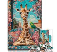 1000 Piece Jigsaw Puzzles for Adults Giraffe on The Sofa 1000 Pieces for Adults,Family Educational Games Home Decoration Gift 50x75cm
