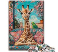 1000 Piece Jigsaw Puzzles for Adults Giraffe on The Sofa Game Toys Every Piece Is Unique - Challenging Family Fun Game 50x75cm