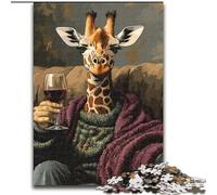 1000 Piece Jigsaw Puzzles for Adults Giraffe on The Sofa Puzzles for 1000 Piece Christmas Halloween Mother's Day New Year Easter Gift (Size 50x75cm)