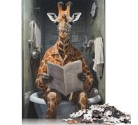 1000 Piece Jigsaw Puzzles for Adults Giraffe on Toilet Wooden Jigsaw Puzzle Family Entertainment Toys 1000pcs (75x50cm)