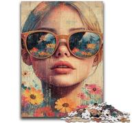 1000 Piece Jigsaw Puzzles for Adults Girl with Glasses Game Toys Every Piece Is Unique - Challenging Family Fun Game 26x38cm