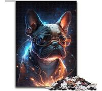 1000 Piece Jigsaw Puzzles for Adults Glasses French Bulldog Puzzle Made of cardboard,Brain Teaser Game for Teenagers, Perfect 1000pcs(26x38cm)