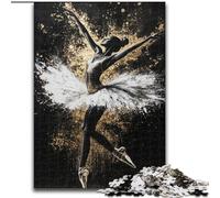 1000 Piece Jigsaw Puzzles for Adults Golden Ballerina Brain Teaser Game Educational Game for Birthday, Chrismas for for Age 14 26x38cm