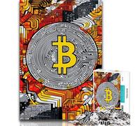 1000 Piece Jigsaw Puzzles for Adults Golden Bitcoin,Help The Brain Exercise Addictive Toys to Cultivate Patience Artists Collection,Fine Art 38x26cm