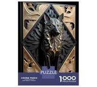 1000 Piece Jigsaw Puzzles for Adults Golden Frame Wolf Art Deco Jigsaws for Adults Brain Teaser Game Stress Reliever for Is Ideal As A Gift 70x50cm/1000pcs