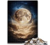 1000 Piece Jigsaw Puzzles for Adults Golden Full Moon Staycation Kill Time with Fully Interlocking Randomly Shaped Pieces 50x75cm