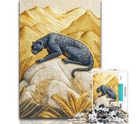 1000 Piece Jigsaw Puzzles for Adults Golden Leopard,Help The Brain Exercise Addictive Toys to Cultivate Patience Artists Collection,Fine Art 38x26cm