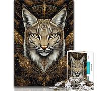 1000 Piece Jigsaw Puzzles for Adults Golden Lynx,Educational Family Game Wall Decoration Unique Birthday And Xmas Gifts (38x26cm)