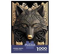 1000 Piece Jigsaw Puzzles for Adults Golden Majesty Black Wolf Jigsaws for Adults Brain Teaser Game Stress Reliever for Is Ideal As A Gift 70x50cm/1000pcs