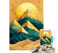 1000 Piece Jigsaw Puzzles for Adults Golden Pyramids Desert Aura Art Puzzles for Adults Anti-Stress Toys Staycation Kill Time for Is Ideal As A Gifts (Size 38x52cm)