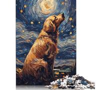 1000 Piece Jigsaw Puzzles for Adults Golden Retriever Night Creative Rectangular Wood Puzzle 1000pcs (75x50cm)