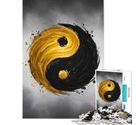 1000 Piece Jigsaw Puzzles for Adults Golden Yin-Yang Energy Impossible Game for Educational Game Challenge Toy Gifts Ideas Learning Educational (Size 38x26cm)