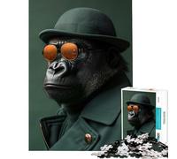 1000 Piece Jigsaw Puzzles for Adults Gorilla in Fedora And Sunglasses for Educational Game Challenging Game Toys Gifts Birthday for The Whole Family (Size 38x52cm)