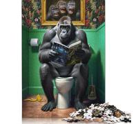 1000 Piece Jigsaw Puzzles for Adults Gorilla on The Toilet Jigsaw Puzzles for Adults, Wooden Puzzles Educational Stress Relief Toy Puzzle 1000pcs (75x50cm)