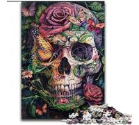 1000 Piece Jigsaw Puzzles for Adults Gothic Rose Skull Butterfly Stress Reliever Difficult Challenge Is Ideal As Gifts for The Whole Family (size 50x75cm)