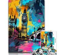 1000 Piece Jigsaw Puzzles for Adults Graffiti Big Ben Adult Puzzles,Stress Reliever Staycation Kill Time Home Decoration Toys 26x38cm