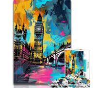 1000 Piece Jigsaw Puzzles for Adults Graffiti Big Ben Teenager Puzzles,Relax Games Is Ideal As A Gift for The Whole Family (size 75x50cm)