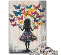 1000 Piece Jigsaw Puzzles for Adults Graffiti Girl And Butterfly Difficult Hard Gifts for Friends And Family Suitable for And 14 26x38cm