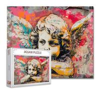 1000 Piece Jigsaw Puzzles for Adults Graffiti Little Angels Painting Jigsaw Puzzle Thought Puzzles for Challenging Family Activity Game Street Art DIY Puzzle Wall Decor (Colorful)