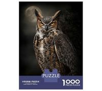 1000 Piece Jigsaw Puzzles for Adults Great Horned Owl Portrait Under Moonlight Jigsaw Puzzle Anti-Stress Toys Home Decoration Difficult And Challenge 70x50cm/1000pcs