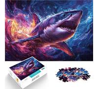 1000 Piece Jigsaw Puzzles for Adults Great White Shark Painting Made of cardboard，for age 14+ Home Decoration Gifts Secret Santa Gifts。size：26x38cm/10.24x14.96inch