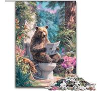 1000 Piece Jigsaw Puzzles for Adults Grizzly Bear on The Toilet 1000 Piece Jigsaw Puzzle Home Wall Decor & Family Game Gift (Size 26x38cm)