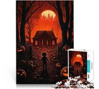 1000 Piece Jigsaw Puzzles for Adults Halloween Night House Made of cardboard for and from 14 years and over Anti-stress educational toy Birthday gift, gifts, wall art。size:26x38cm/10.24x14.96inch