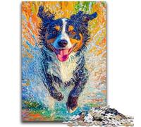 1000 Piece Jigsaw Puzzles for Adults Happy Border Collie Adult Puzzles,Stress Reliever Staycation Kill Time Home Decoration Toys (75x50cm)