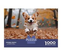 1000 Piece Jigsaw Puzzles for Adults Happy Corgi Running in Autumn Leaves Jigsaws for Adults Brain Teaser Game Stress Reliever for Is Ideal As A Gift 70x50cm/1000pcs