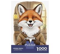 1000 Piece Jigsaw Puzzles for Adults Happy Fox with Coffee Jigsaw Puzzle Anti-Stress Toys Home Decoration Difficult And Challenge 70x50cm/1000pcs