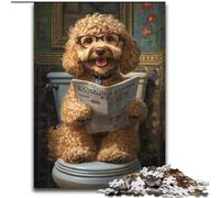 1000 Piece Jigsaw Puzzles for Adults Happy Goldendoodle Wooden Jigsaw 50X75CM Brain Teaser Game, Interactive Family Game, Suitable for Ages 14+