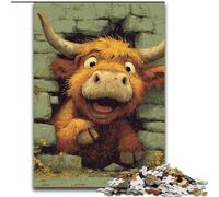 1000 Piece Jigsaw Puzzles for Adults Happy Highlands Cow Puzzle Family Bonding Activity, Unique Gift for Holidays & Birthdays 50X75CM