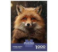 1000 Piece Jigsaw Puzzles for Adults Happy Winter Smiling Fox Puzzles for Adults Relaxing Games A Work of Art Difficult And Challenge 52x38cm/1000pcs