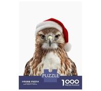 1000 Piece Jigsaw Puzzles for Adults Hawk Wearing A Santa Hat Adult Jigsaw Puzzle Toy Wall Decor Wall Decoration Unique Gifts for Birthday And Christmas 52x38cm/1000pcs
