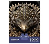 1000 Piece Jigsaw Puzzles for Adults Hedgehog Golden Art Deco Teenager Puzzles Toy Wall Decor Birthday Present Unique Gifts for Birthday And Christmas 38x26cm/1000pcs