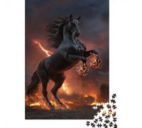 1000 Piece Jigsaw Puzzles for Adults Hell's Horse | Dark Horse Jigsaw Puzzle for Adults Fantasy & Mythology Family Decoration Wood Puzzle Challenging Therapeutic Fun 1000pcs (75x50cm)