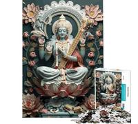 1000 Piece Jigsaw Puzzles for Adults Hinduism Saraswati God Puzzles for Adults Anti-Stress Toys Staycation Kill Time for Is Ideal As A Gifts (Size 50x75cm)